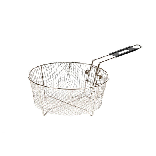 Wire, circular frying basket with handle.