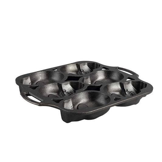 Black baking pan with 2 handles.