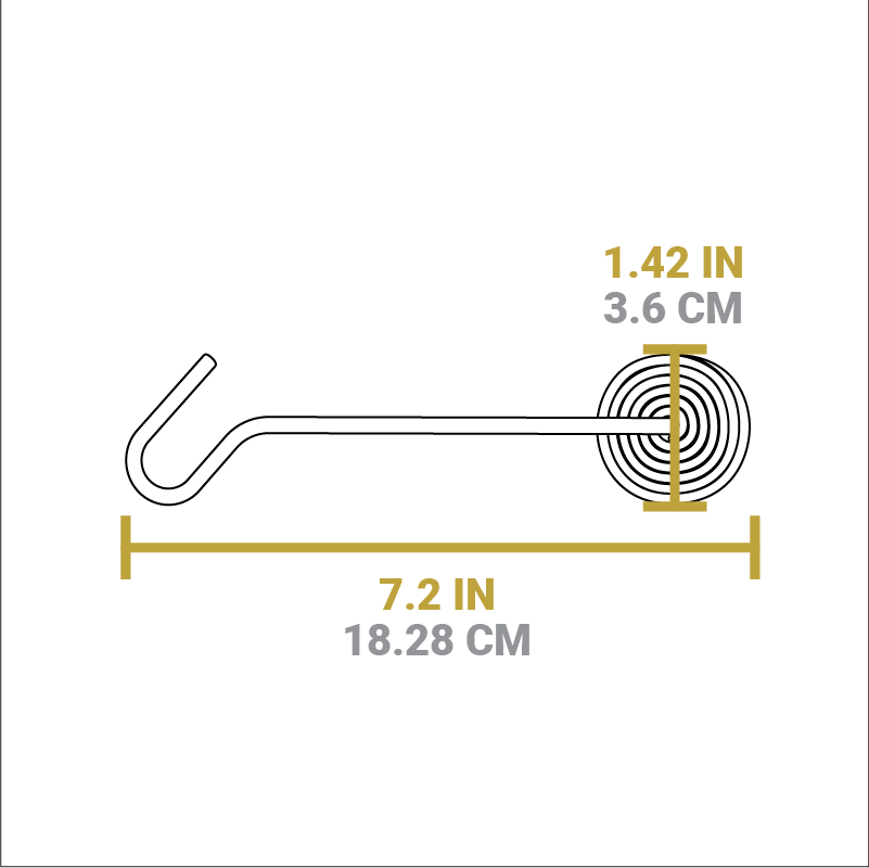 Dimensional drawing of product. Depth of handle is 1.42 inches, total length of handle is 7.2 inches.