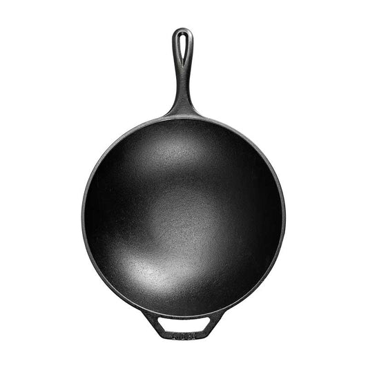 Top view of wok showing bowl shaped cooking area.