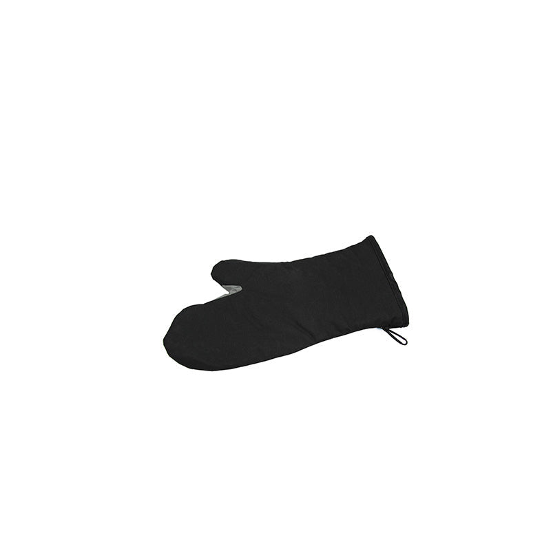 Black oven mitt on a white background