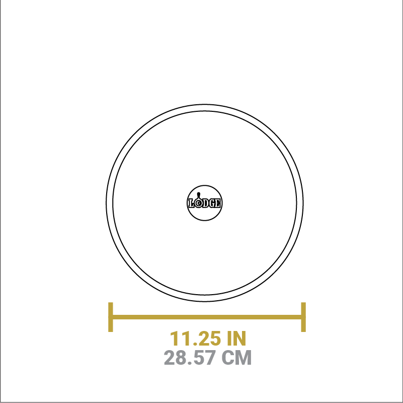 Dimensional drawing of product. Total diameter is 11.25 inches.