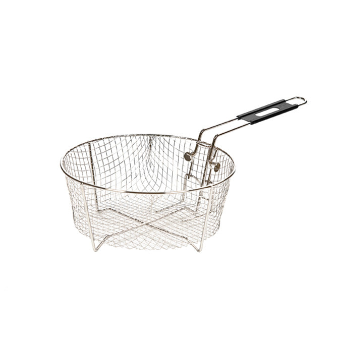 Wire, circular frying basket with handle.