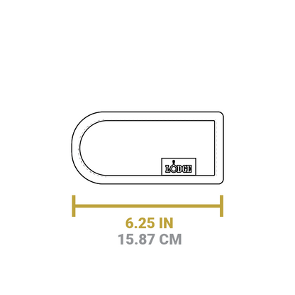 Dimensional drawing of handle holder. Length is 6.25 inches.