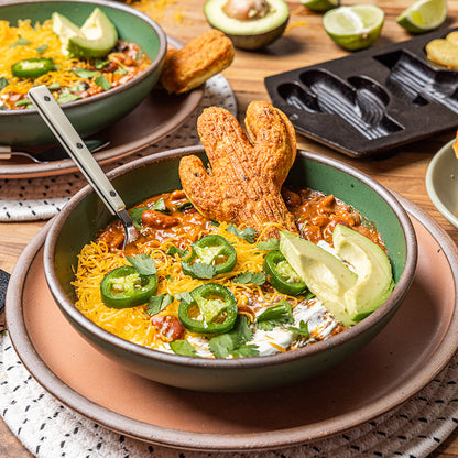 Fresh jalapeno chili with baked cactus cornbread inside.