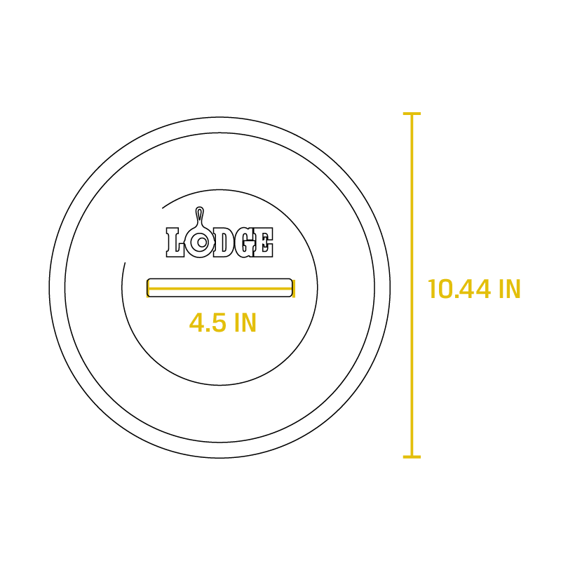 Dimensional drawing of product. Total length is 10.44 inches, and width of handle is 4.5 inches.