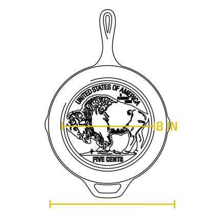 Dimensional drawing of product. Width of flat bottom is 8 inches.