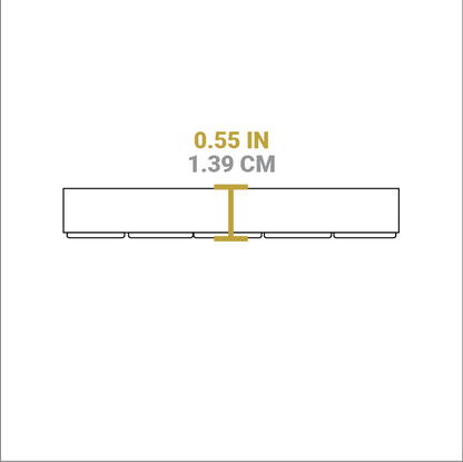 Dimensional drawing of product. Depth is 0.55 inches.