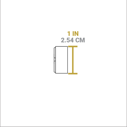 Dimensional drawing of product. Height is 1 inch.