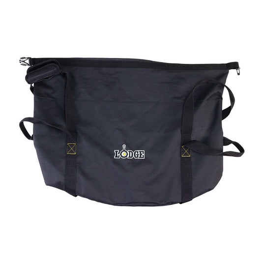 Bag laid flat on whtie table.