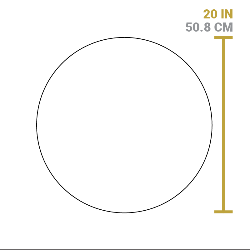 Dimensional drawing of flat liner. Diameter is 20 inches.