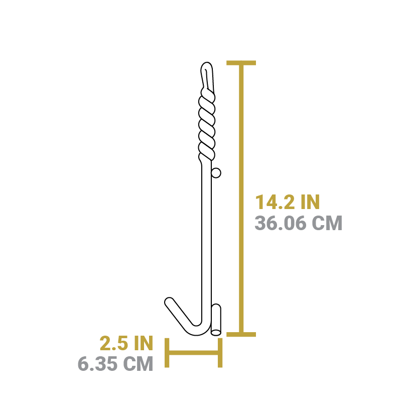 Dimensional drawing of product. Height is 14.2 inches, width is 2.5 inches.