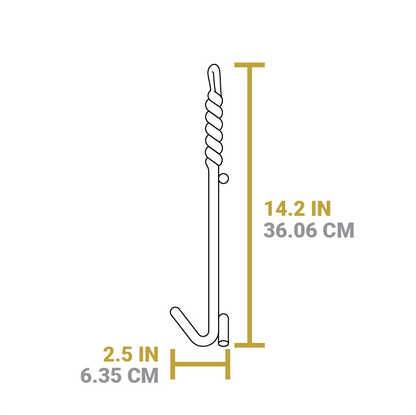 Dimensional drawing of product. Height is 14.2 inches, width is 2.5 inches.