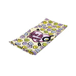 Dish towel with conversation heart pattern, with a large heart on center front saying "Hot & Heavy" and smaller hearts scattered throughout saying "sizzle SZN", "Treat yourself", "You're sweet" and more.