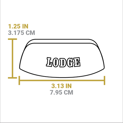 Dimensional drawing of bakeware grip. Width is 3.13 inches, length is 1.25 inches.