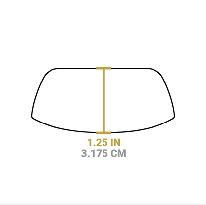 Dimensional drawing of bakeware grip. Length is 1.25 inches.