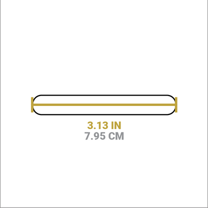 Dimensional drawing of bakeware grip. Width is 3.13 inches.