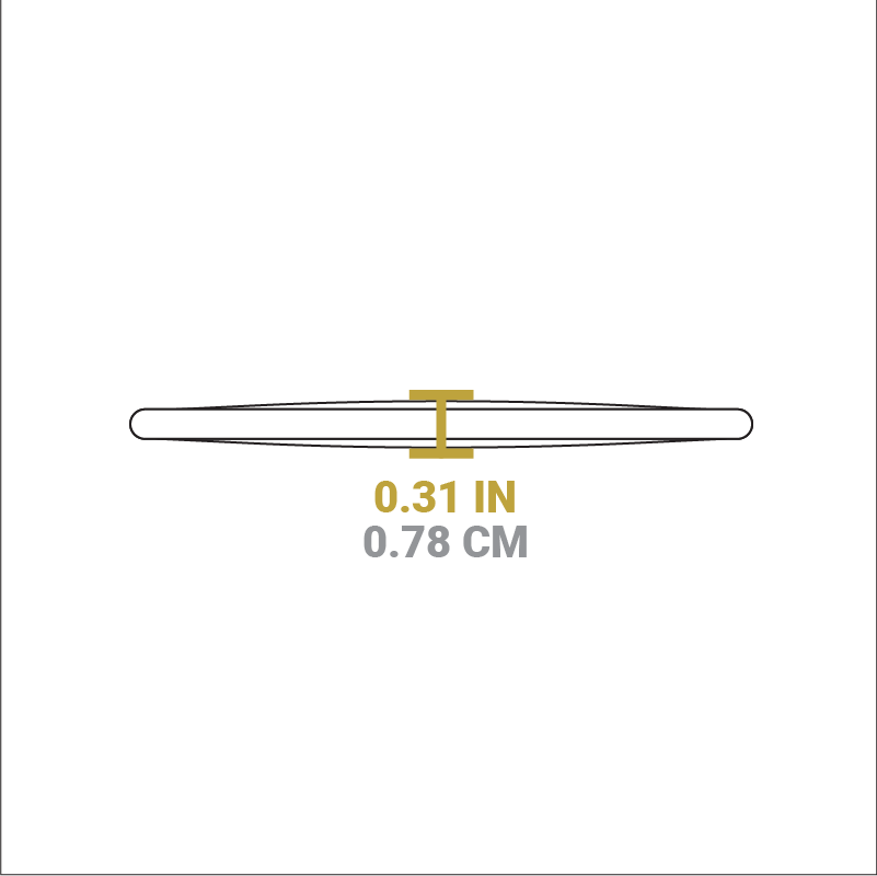Dimensional drawing of product. Height is 0.31 inches.