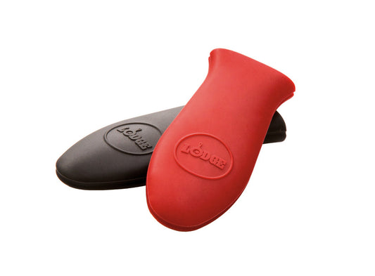 Our red and black silicone handle holders stacked together.
