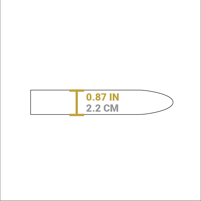 Dimensional drawing of handle holder. Depth is 0.87 inches.