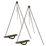 Set of 2 black tripod's with silver chains and a carrying case each.