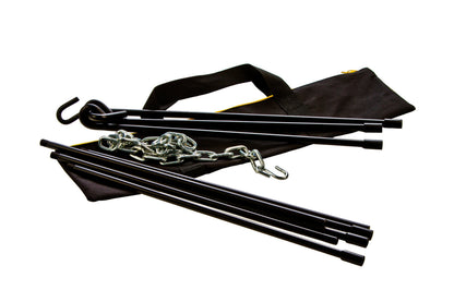 tripod folded up ready to put in carrying case.
