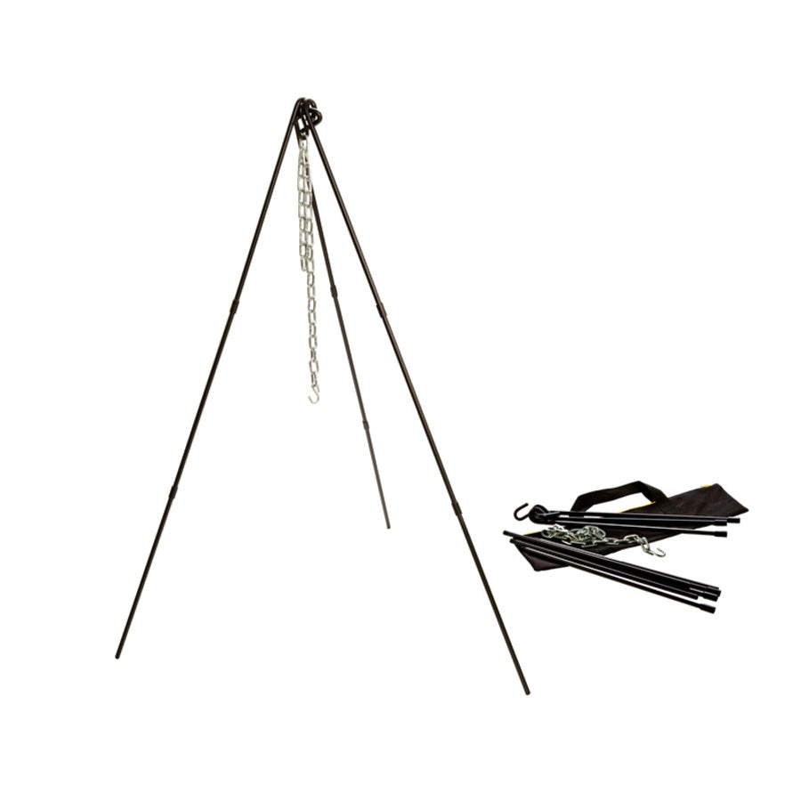 Black tripod with chains on a white background