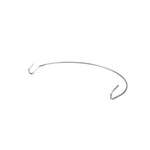 Silver, metal handle with hook loops on each end.
