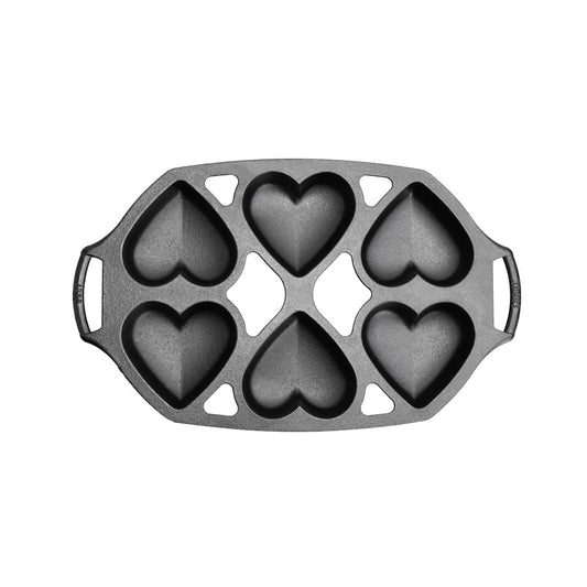 Top view of pan showing shape of each heart-shaped mold.