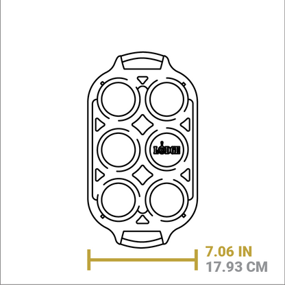 Dimensional drawing of product. Length of pan is 7.06 inches.