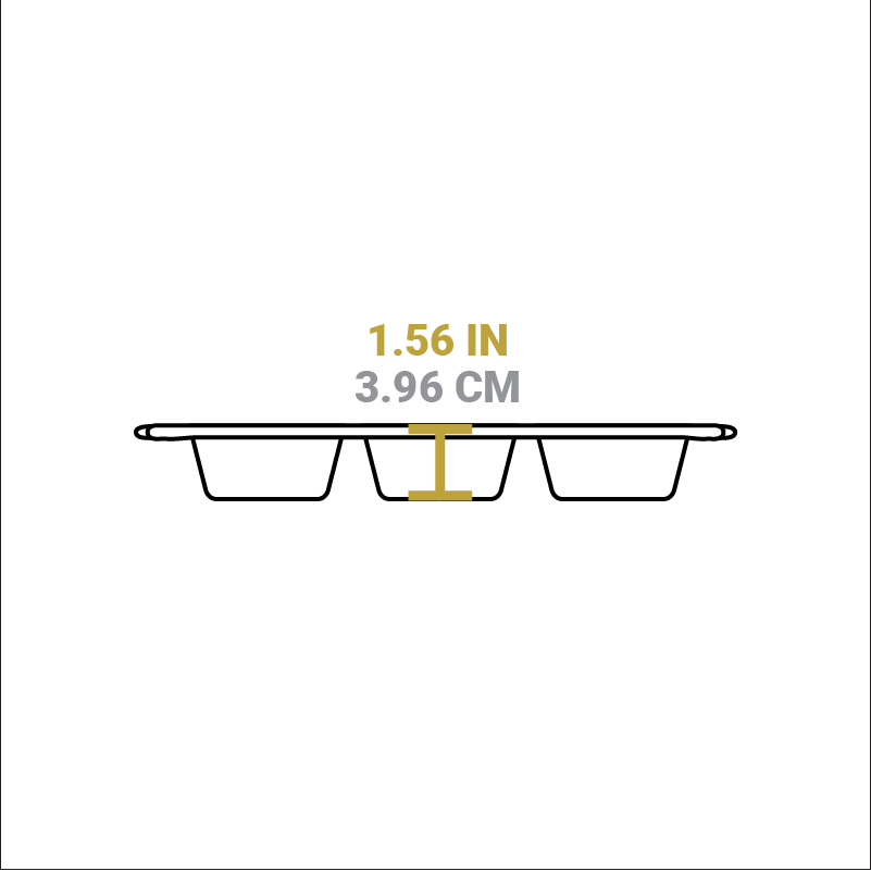 Dimensional drawing of product. Height is 1.56 inches.