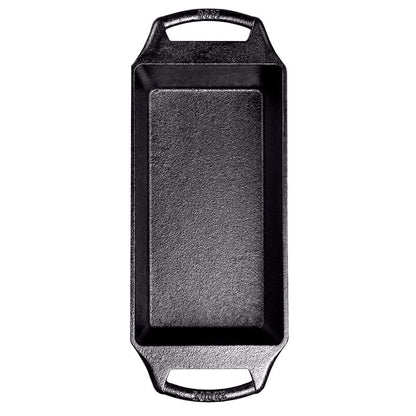 Top view of pan showing cooking surface and curved handle shape.