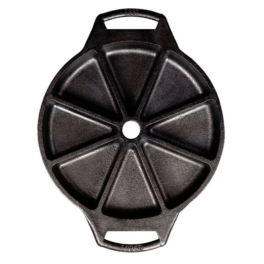 Top view of pan showing triangular shape of wedge's with round corners and a curved top to go with circle pan.