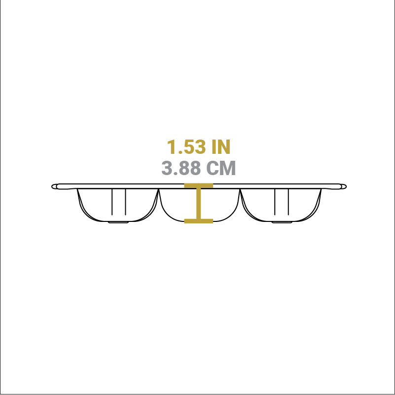 Dimensional drawing of product. Height is 1.53 inches.