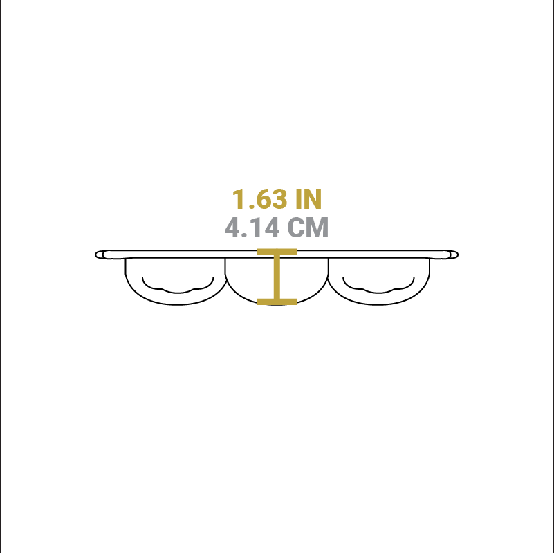 Dimensional drawing of product. Height is 1.63 inches.