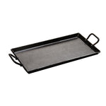 Rectangular griddle with 2 handles on short ends.