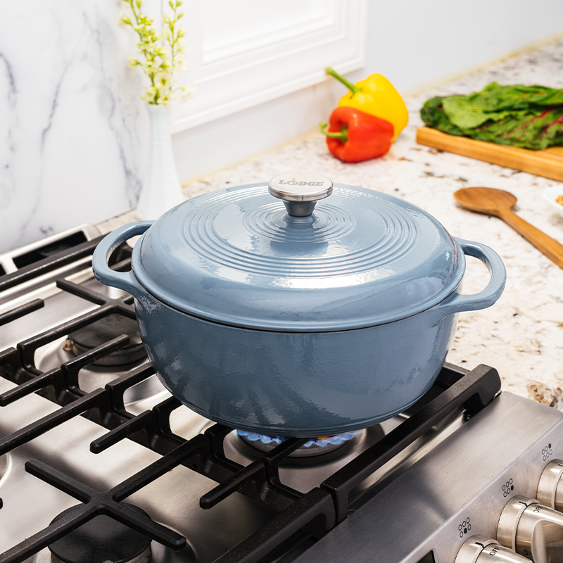 Dutch oven on stovetop.