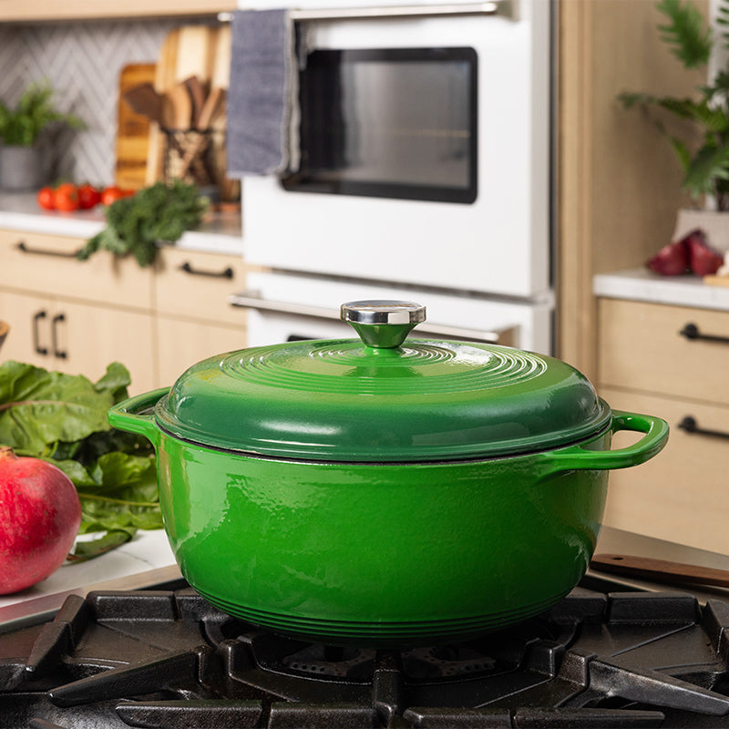 Dutch oven on kitchen stove.