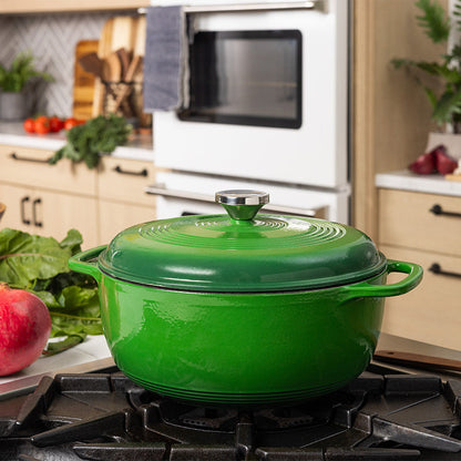 Dutch oven on kitchen stove.
