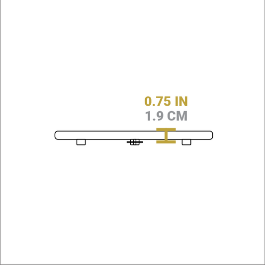 Dimensional drawing of product. Height is 0.75 inches.