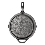 Cast iron skillet with the bottom engraved with beloved icons and monuments from Florida.