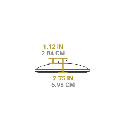Dimensional drawing of product. Total height is 2.75 inches, height of knob is 1.12 inches.
