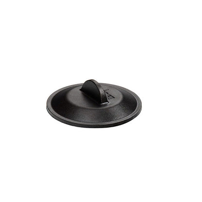 Black lid with tall handle in middle.