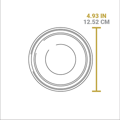 Dimensional drawing of product. Length is 4.93 inches.
