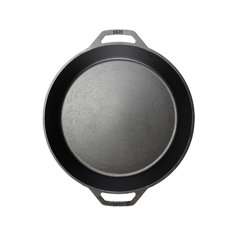 Top view of pan showing cooking surface and loop handles.
