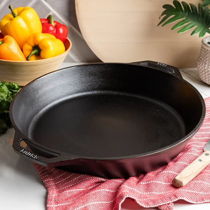 Pan on kitchen counter.
