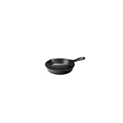 Cast iron skillet with one long handle, there's a pour spout on the left and right side.