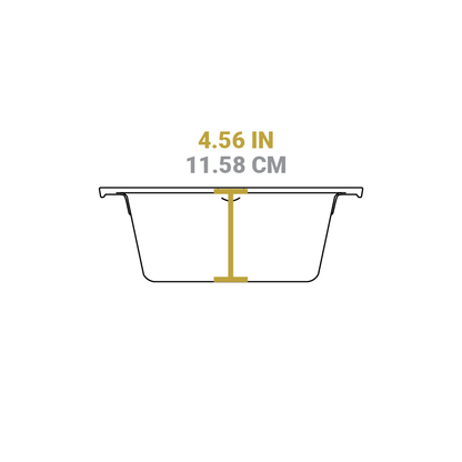 Dimensional drawing of product. Heigh of dutch oven portion is 4.56 inches.