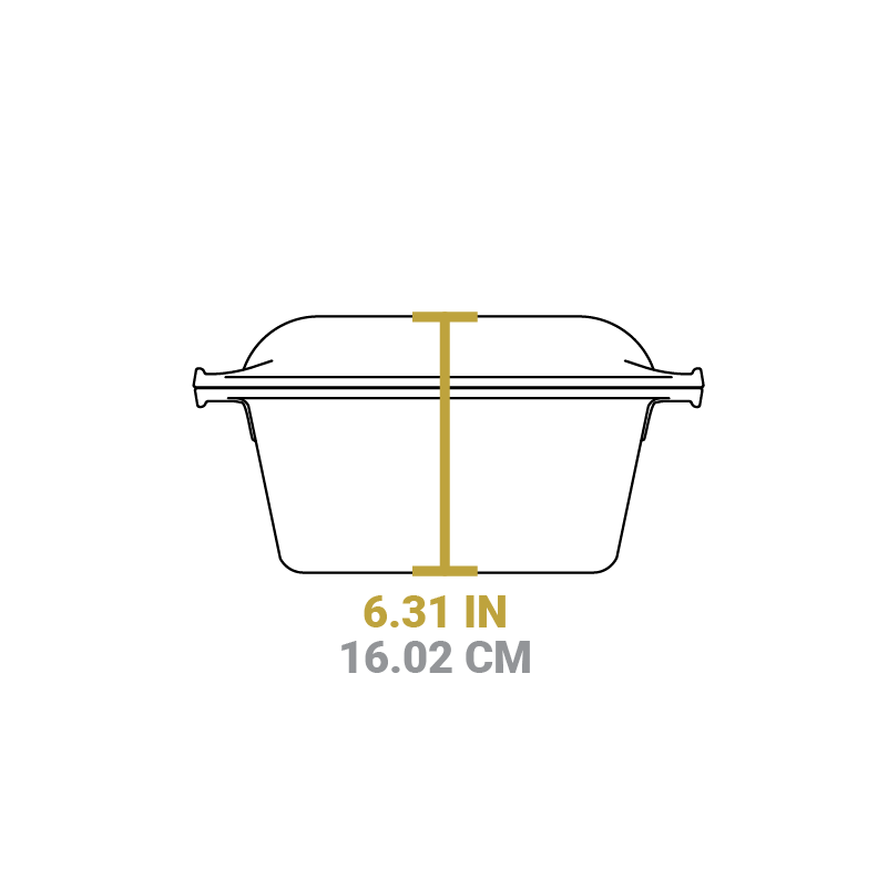 Dimensional drawing of product. Height of both pieces together is 6.31 inches.