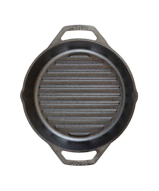 Top view of pan featuring grill lines that are evenly spread out on cooking surface.